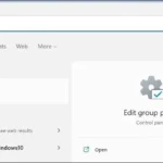 Cửa sổ tìm kiếm Windows 11 hiển thị kết quả tìm kiếm 'edit group policy' và 'gpedit'