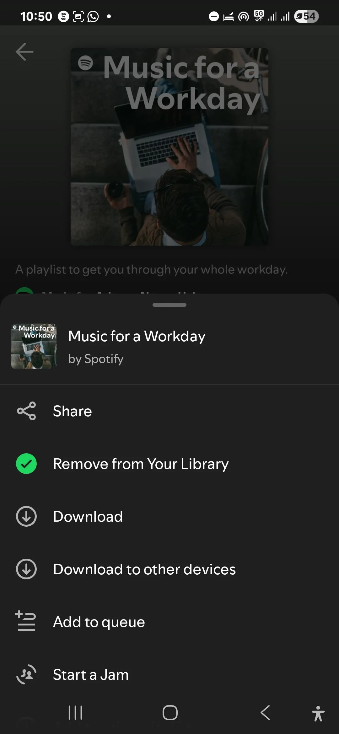 Danh sách phát nhạc trên Spotify cho Android với tùy chọn tải xuống