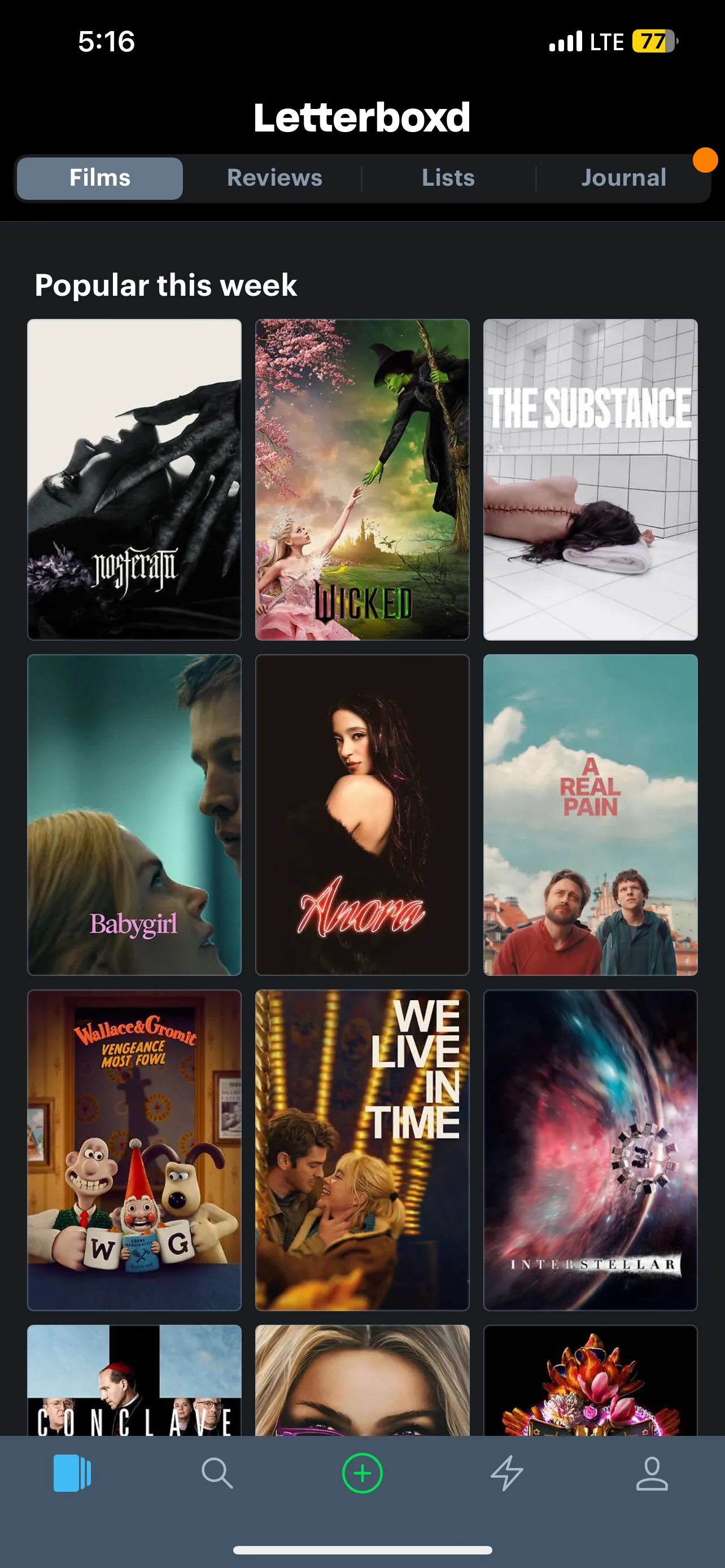 Danh sách phim thịnh hành tuần này trên Letterboxd, cho thấy xu hướng và khả năng tìm kiếm phim mới.