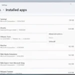 Danh sách ứng dụng đã cài đặt trong Cài đặt với tùy chọn Gỡ cài đặt cho Ubuntu