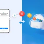 Điện thoại Samsung Galaxy hiển thị quá trình sao lưu dữ liệu lên đám mây tạm thời.