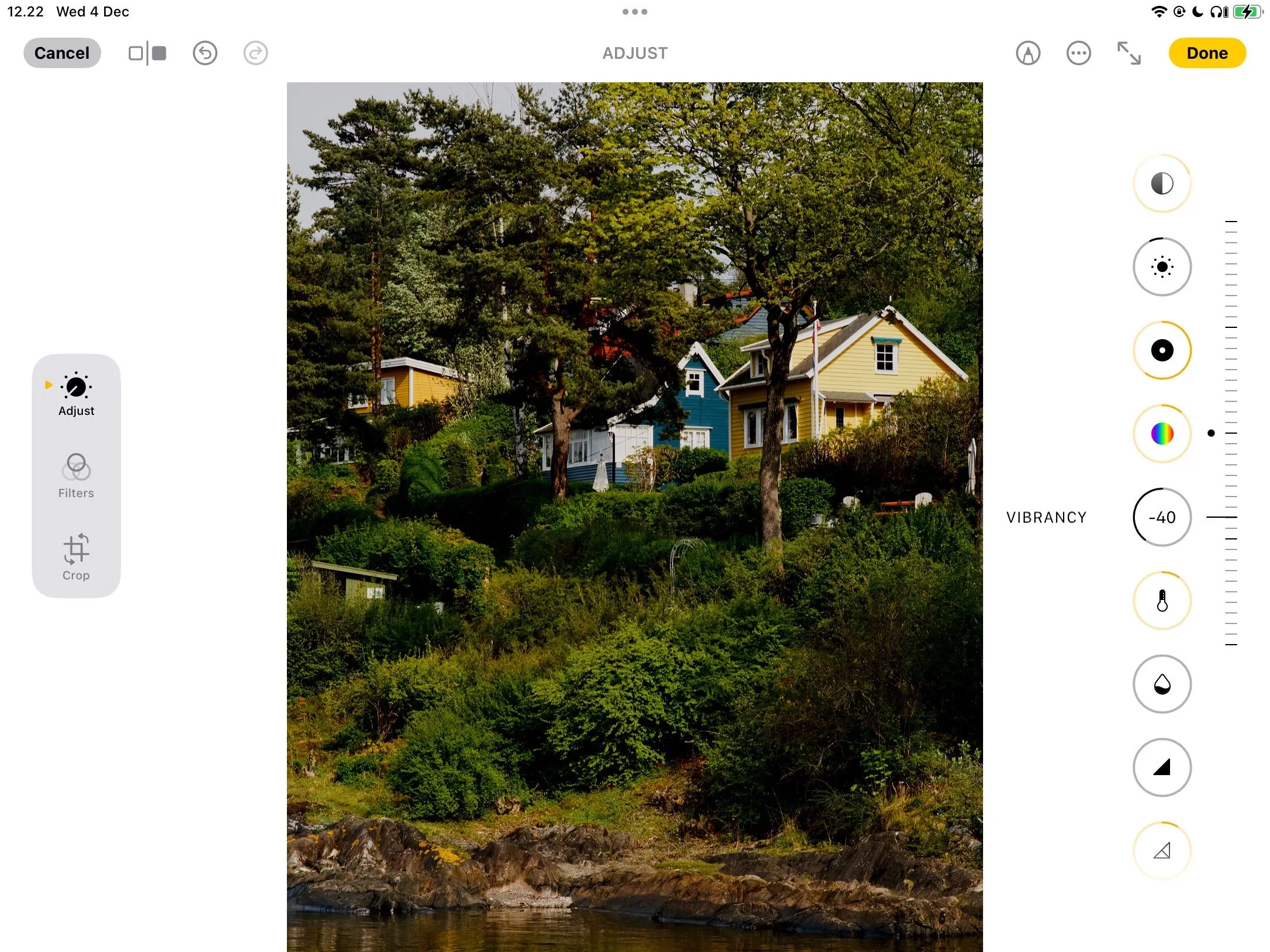 Điều chỉnh độ rung (vibrancy) của hình ảnh trong ứng dụng Apple Photos trên iPad