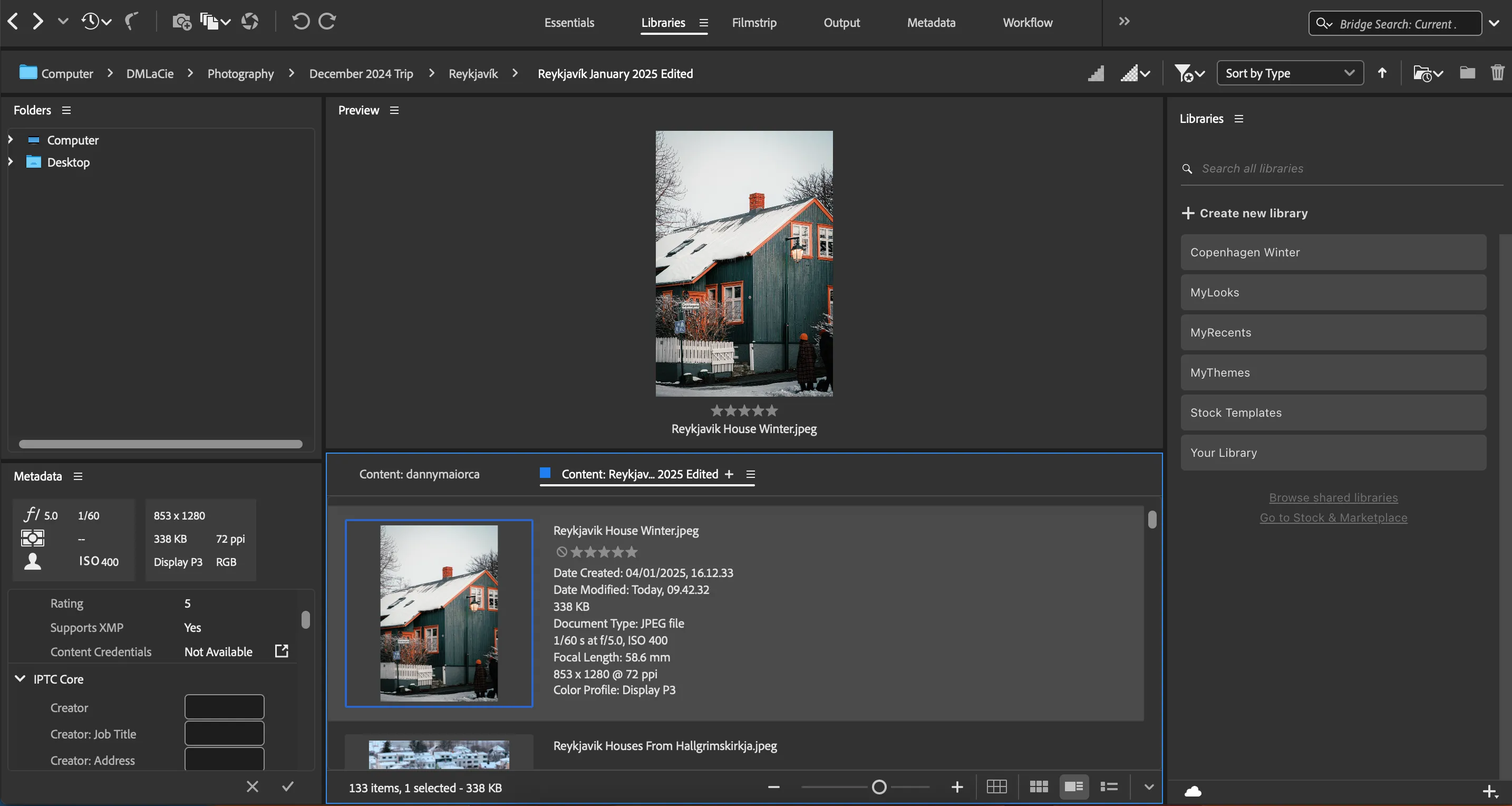 Điều chỉnh kích thước hình thu nhỏ (thumbnails) trong Adobe Bridge để dễ dàng xem và quản lý bộ sưu tập ảnh.