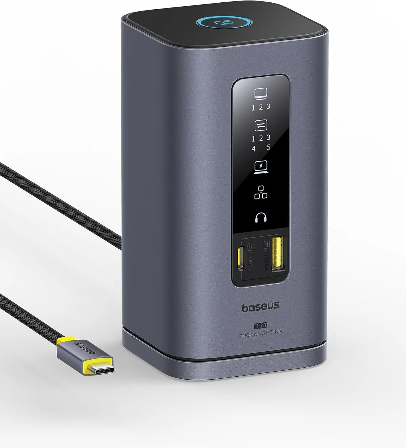 Docking Station Baseus Spacemate 11-in-1 màu xám, thiết kế nhỏ gọn với nhiều cổng kết nối