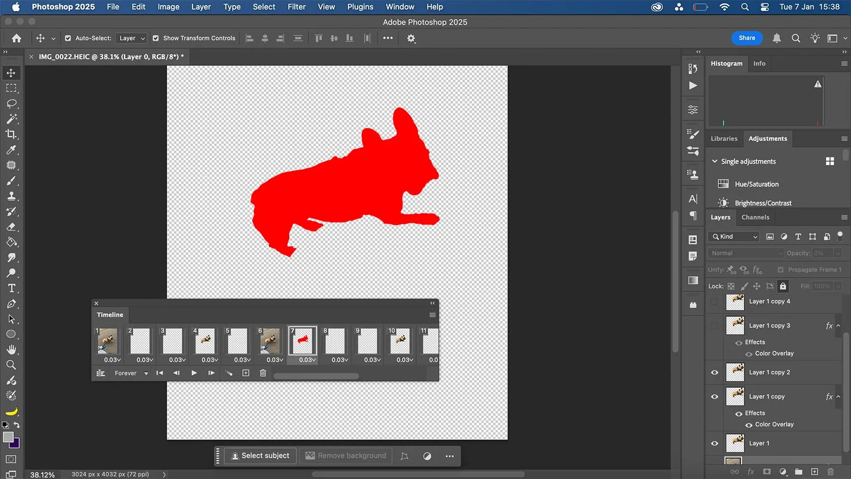 Dòng thời gian hoạt hình của Photoshop