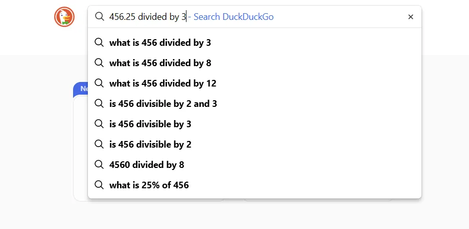 DuckDuckGo không tích hợp công cụ tính toán như Google