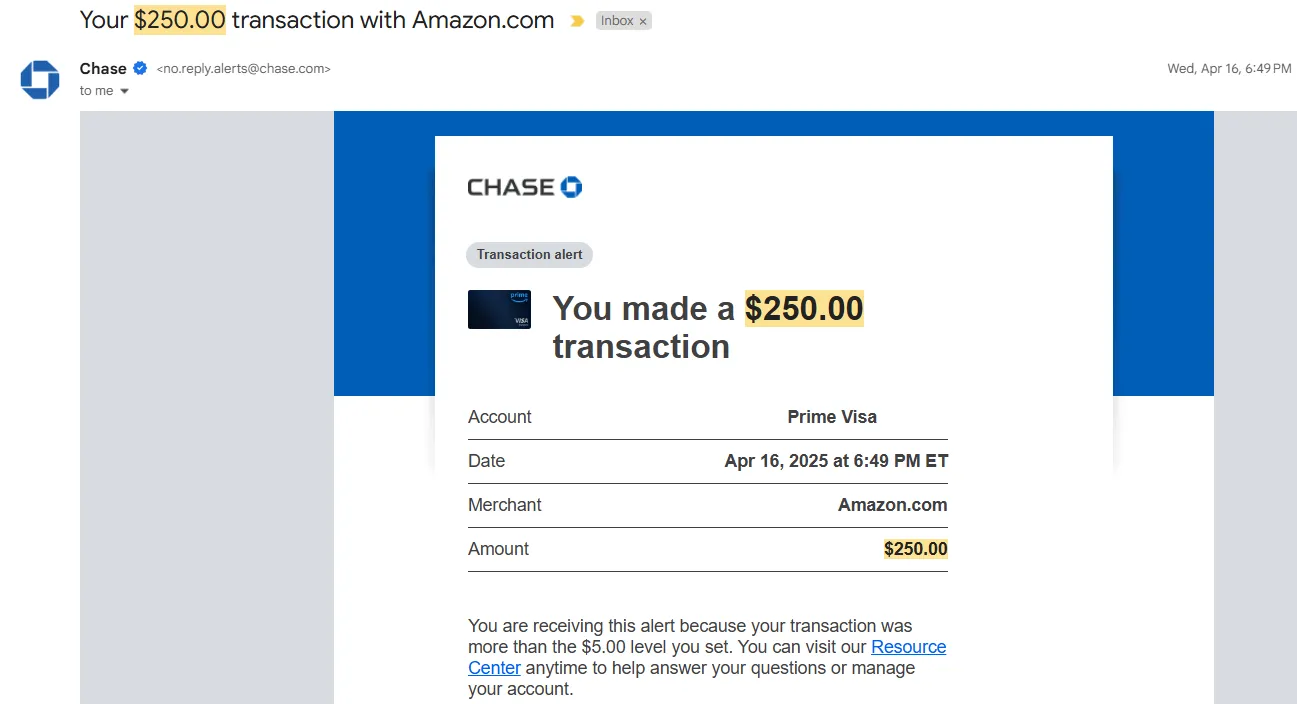 Email thông báo giao dịch Amazon 250 đô la bị lừa đảo