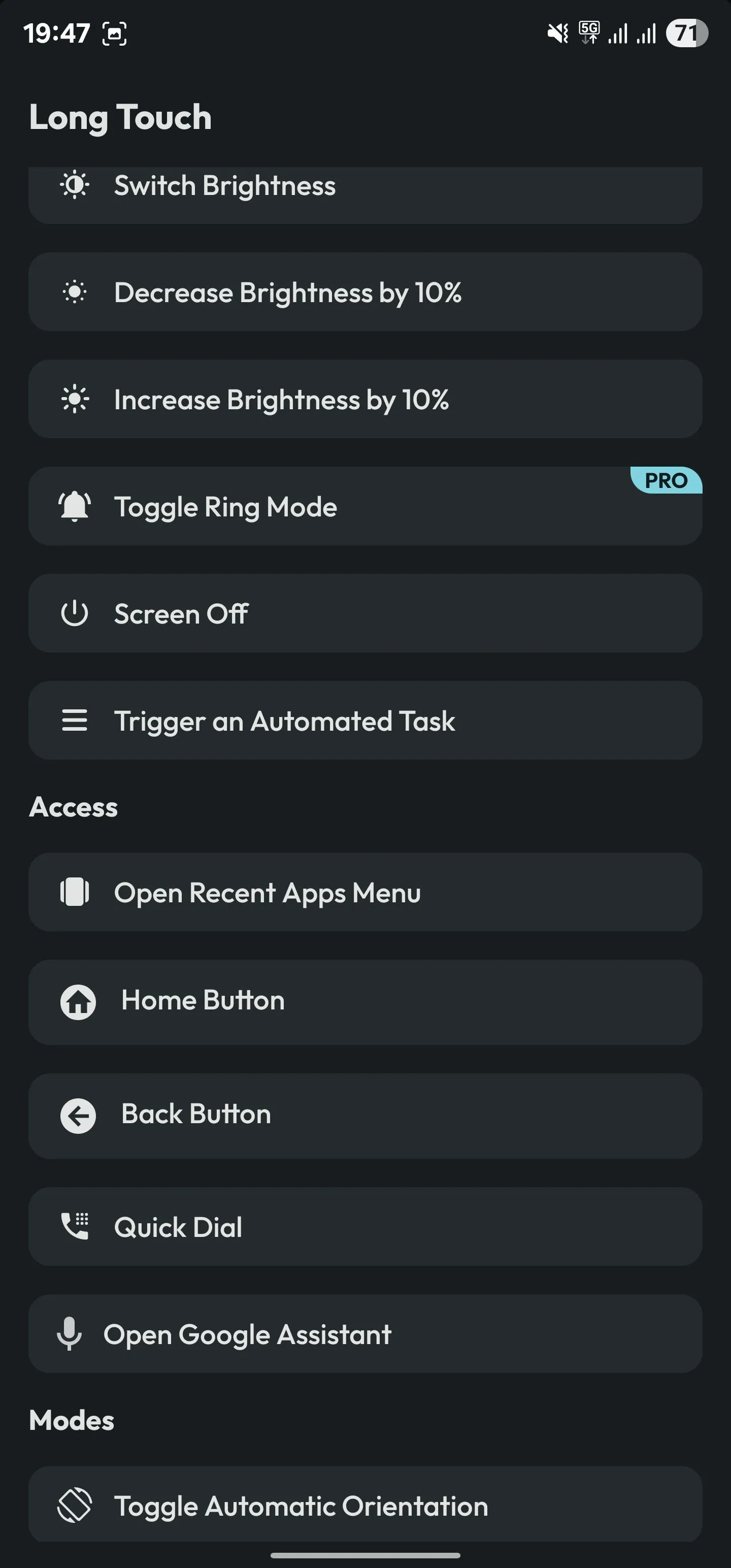 Gán cử chỉ chạm giữ để kích hoạt tác vụ tự động trong Action Notch