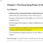 Ghi chú sách Atomic Habits trong quá trình tạo sổ tay bài tập với ChatGPT