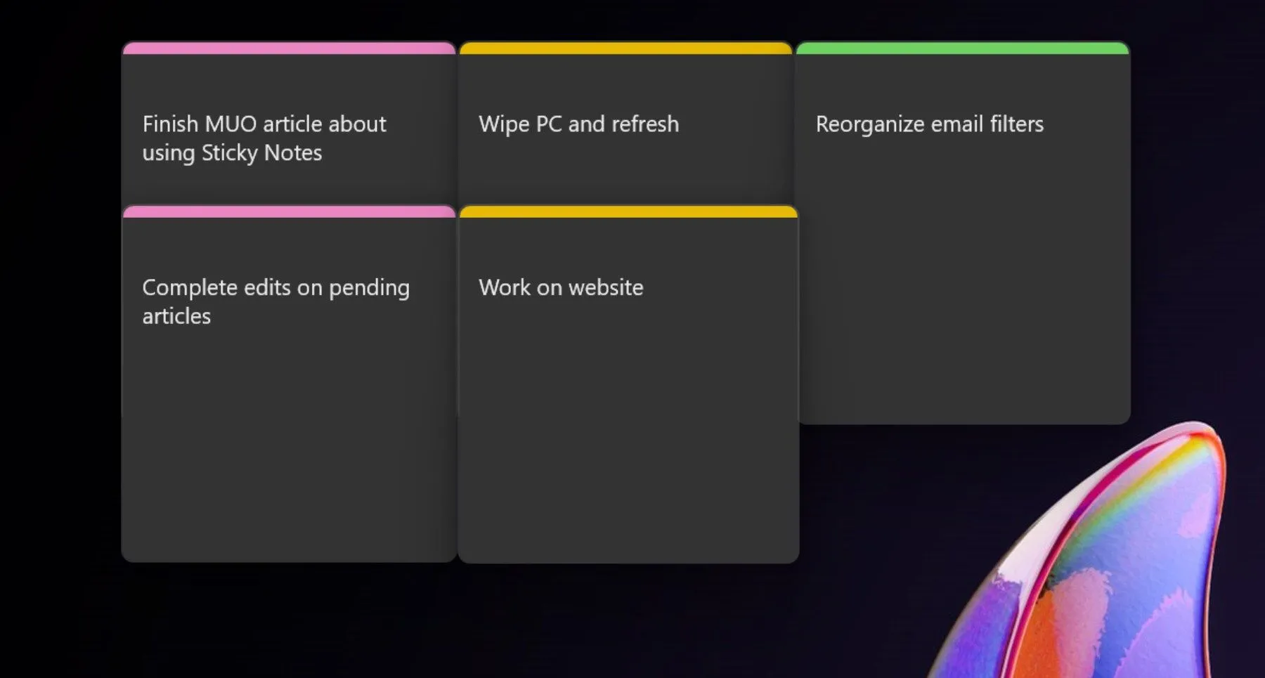 Ghi chú Sticky Notes được mã hóa màu sắc theo ưu tiên trên Windows 11