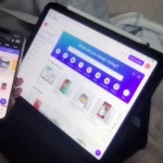 Giao diện Adobe Express trên iPhone và iPad, minh họa khả năng sử dụng đa nền tảng.