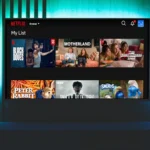 Giao diện Apple TV hiển thị mục Continue Watching và Watchlist với nội dung Netflix