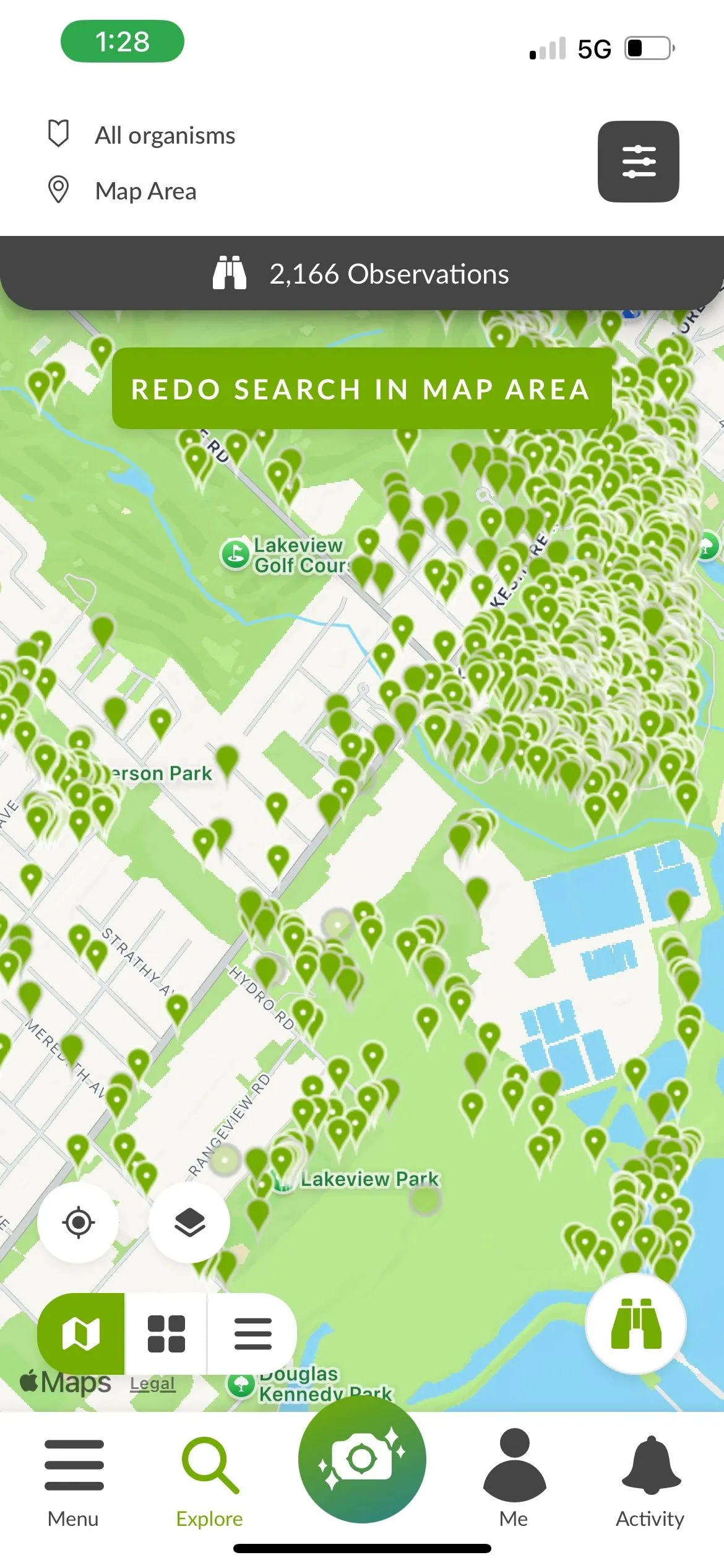 Giao diện bản đồ ứng dụng iNaturalist hiển thị các điểm nóng đa dạng sinh học, hỗ trợ nghiên cứu động vật hoang dã.