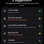 Giao diện cài đặt Bảo mật và quyền riêng tư trên điện thoại Samsung Galaxy.