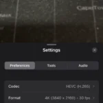 Giao diện cài đặt ứng dụng Final Cut Camera trên iPhone với các tùy chỉnh chuyên sâu cho quay video.