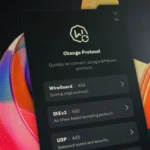 Giao diện cài đặt Windscribe VPN hiển thị tùy chọn giao thức WireGuard trên màn hình máy tính BenQ, minh họa công nghệ bảo mật của VPN miễn phí.