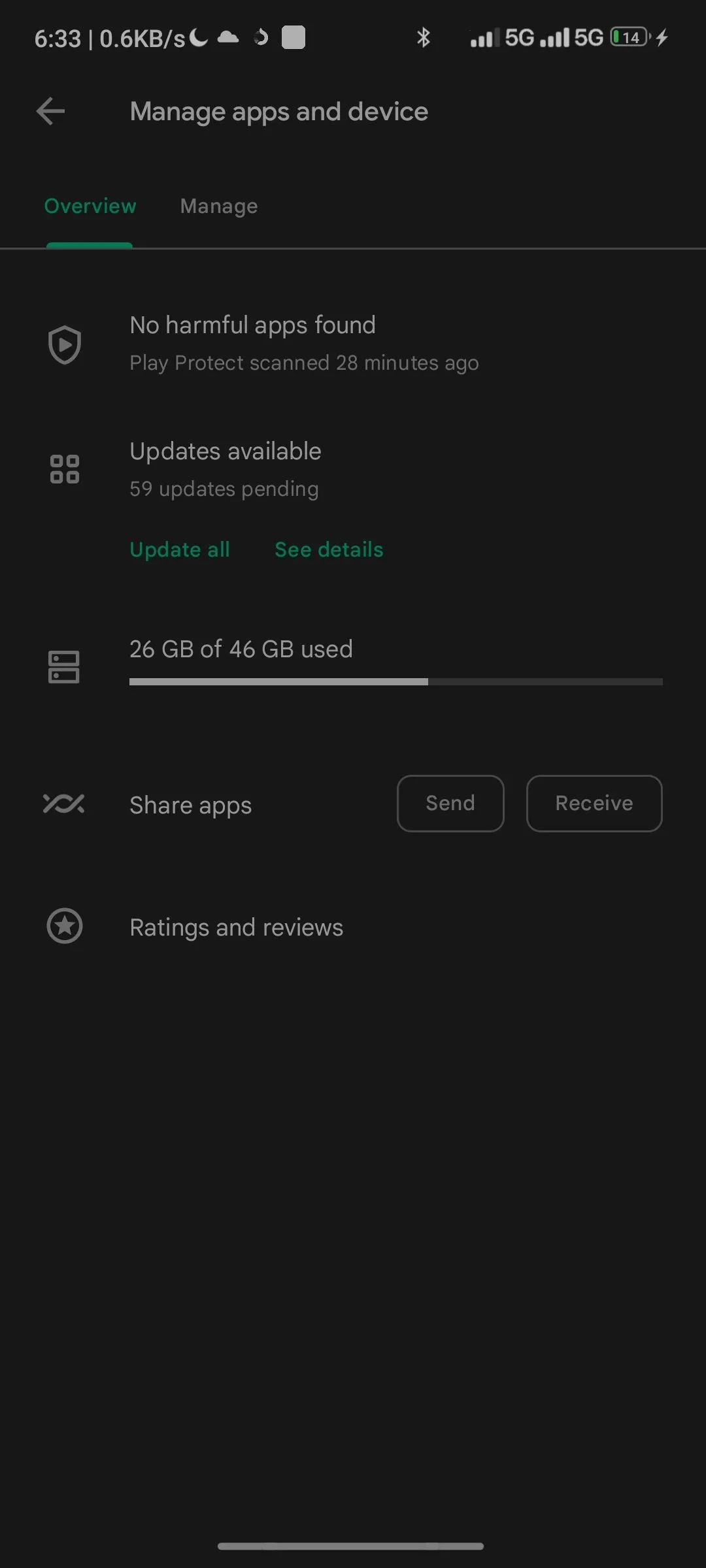 Giao diện cập nhật ứng dụng mặc định trên Google Play Store Android