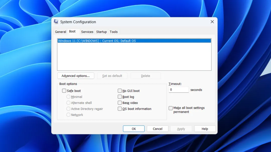 Giao diện Cấu hình Hệ thống (System Configuration) trên Windows giúp khởi động an toàn và quản lý dịch vụ