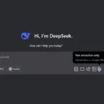 Giao diện chatbot DeepSeek hiển thị giới hạn tính năng tải lên tệp tin, chỉ hỗ trợ trích xuất văn bản.