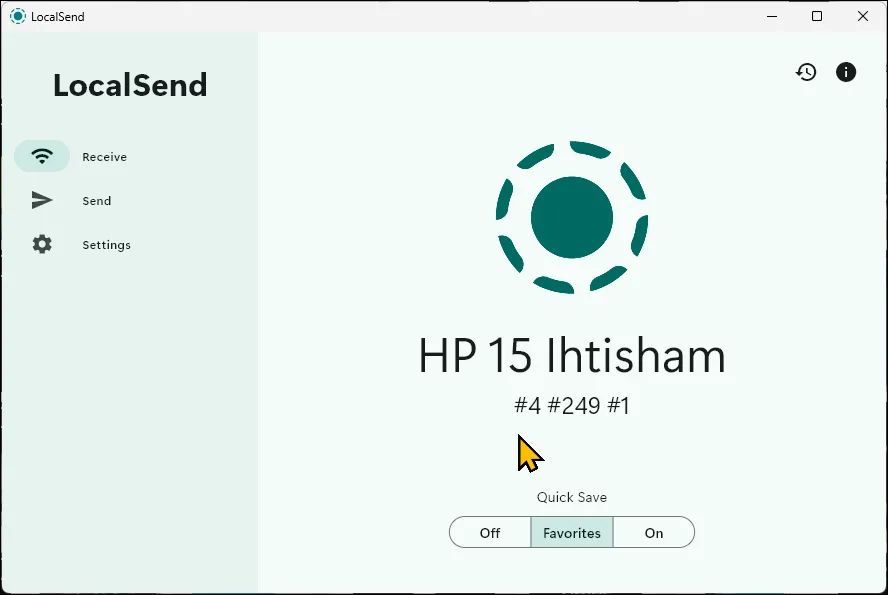 Giao diện chính của ứng dụng LocalSend trên Windows 11 để chia sẻ tệp tin.