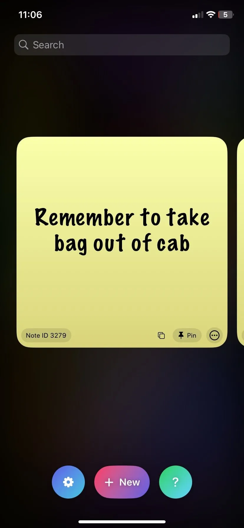 Giao diện chính của ứng dụng Sticky Widgets để tạo và chỉnh sửa ghi chú
