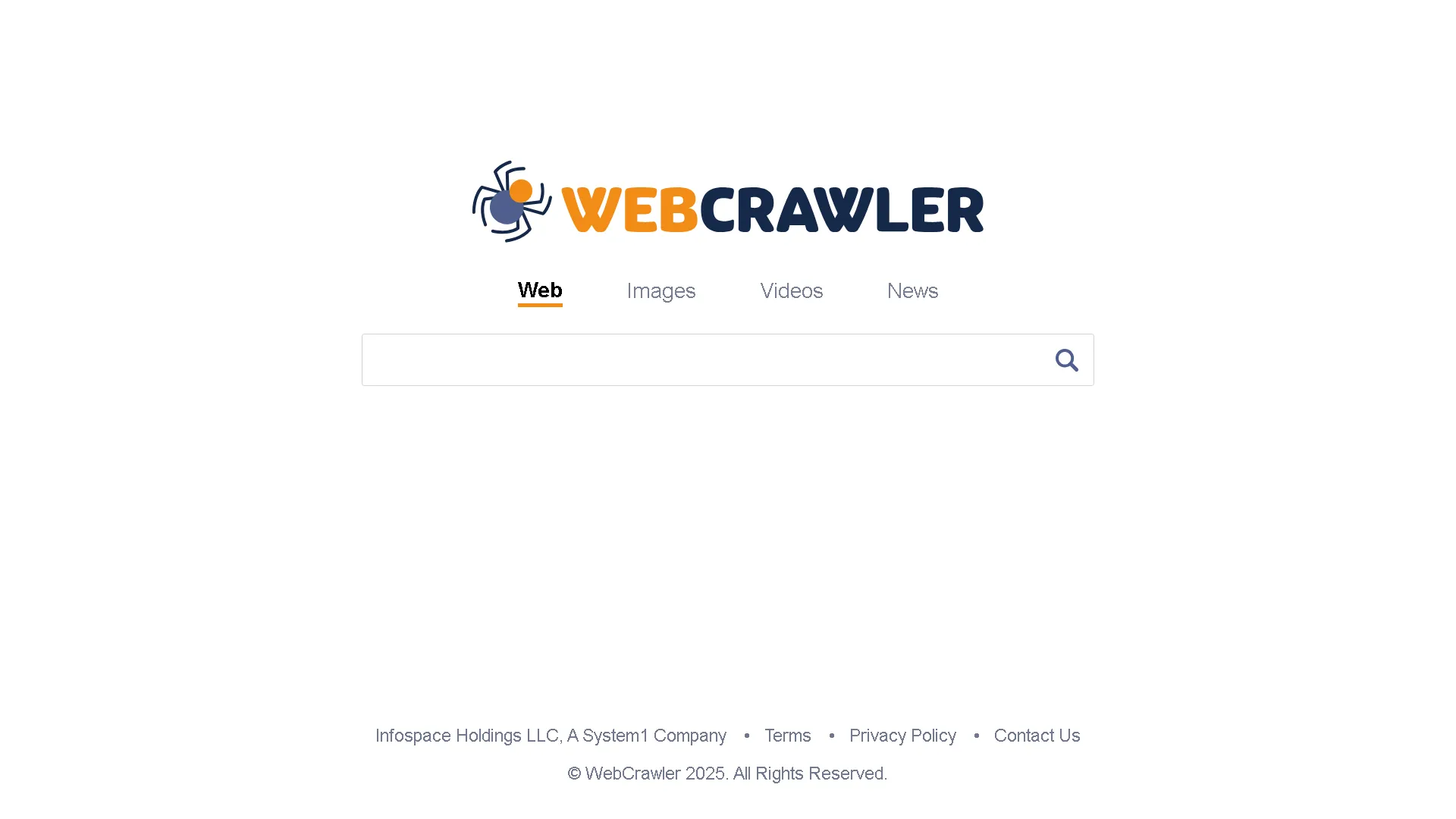 Giao diện chính của WebCrawler, công cụ tìm kiếm đời đầu.