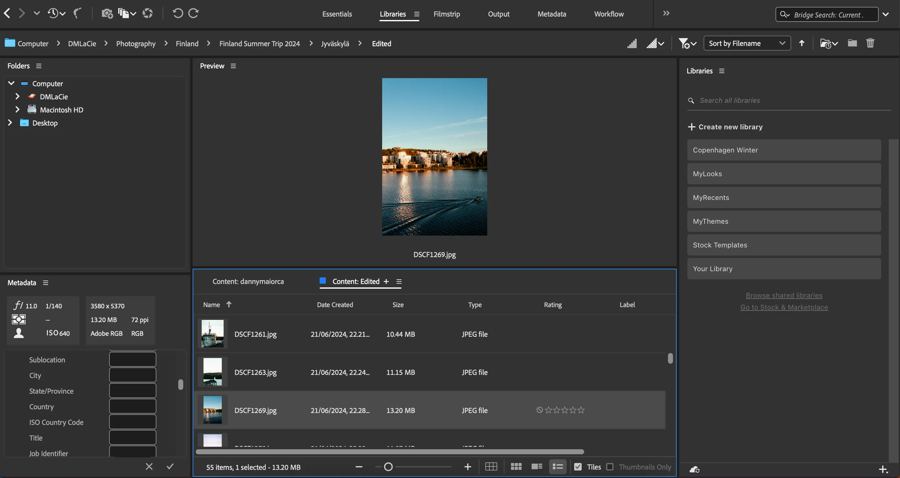 Giao diện chỉnh sửa thông tin vị trí ảnh trong Adobe Bridge