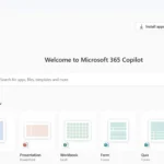 Giao diện chính ứng dụng Microsoft 365 Copilot với các tính năng AI hỗ trợ công việc văn phòng