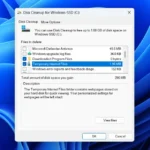 Giao diện công cụ Dọn Dẹp Ổ Đĩa (Disk Cleanup) trên Windows, hiển thị các tùy chọn file tạm thời để xóa.