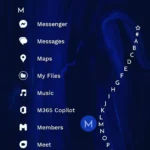 Giao diện danh sách ứng dụng được sắp xếp theo bảng chữ cái của Niagara Launcher