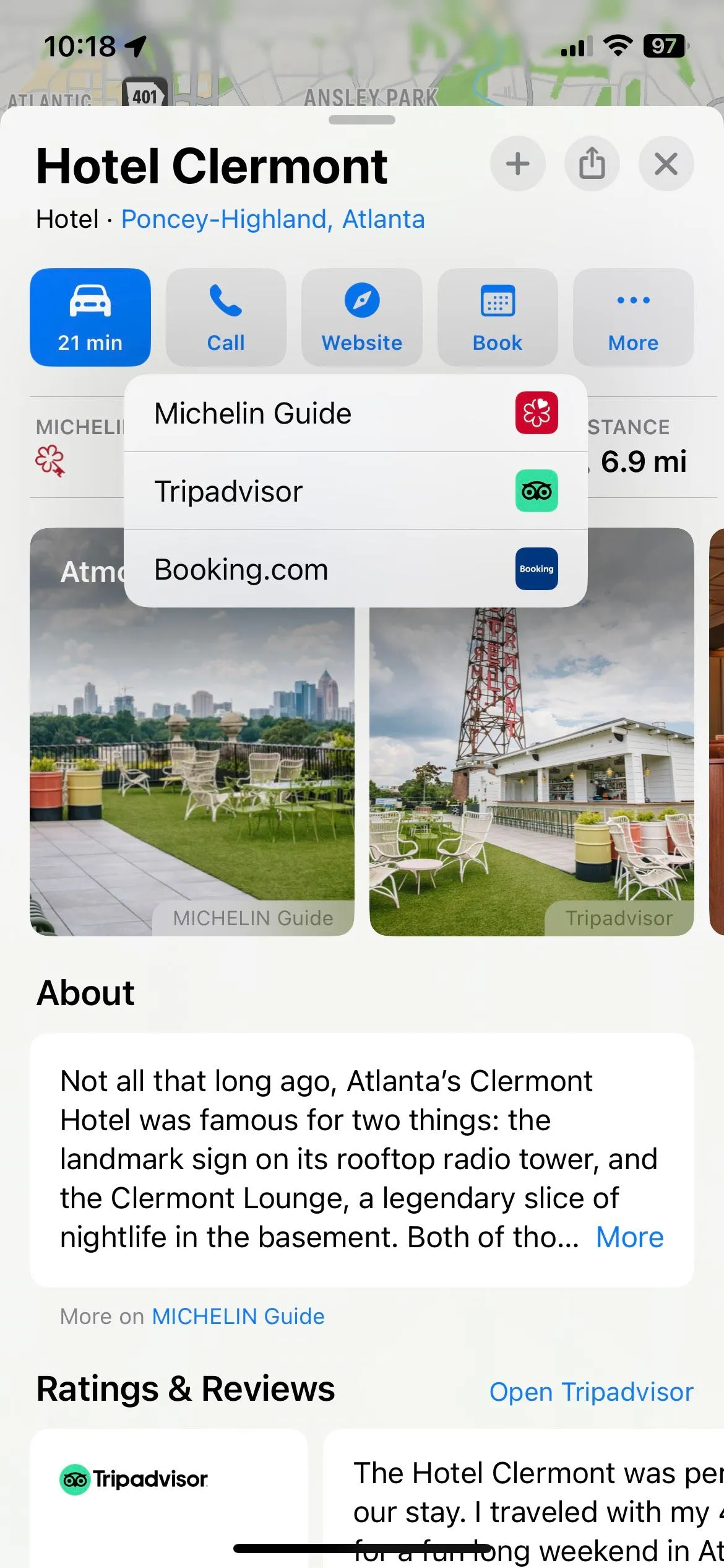 Giao diện đặt phòng khách sạn đạt chuẩn Michelin Key trực tiếp qua Apple Maps.