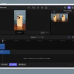Giao diện Final Cut Pro trên iPad với dòng thời gian dự án, minh họa vị trí biểu tượng bút chì để kích hoạt Live Drawing.