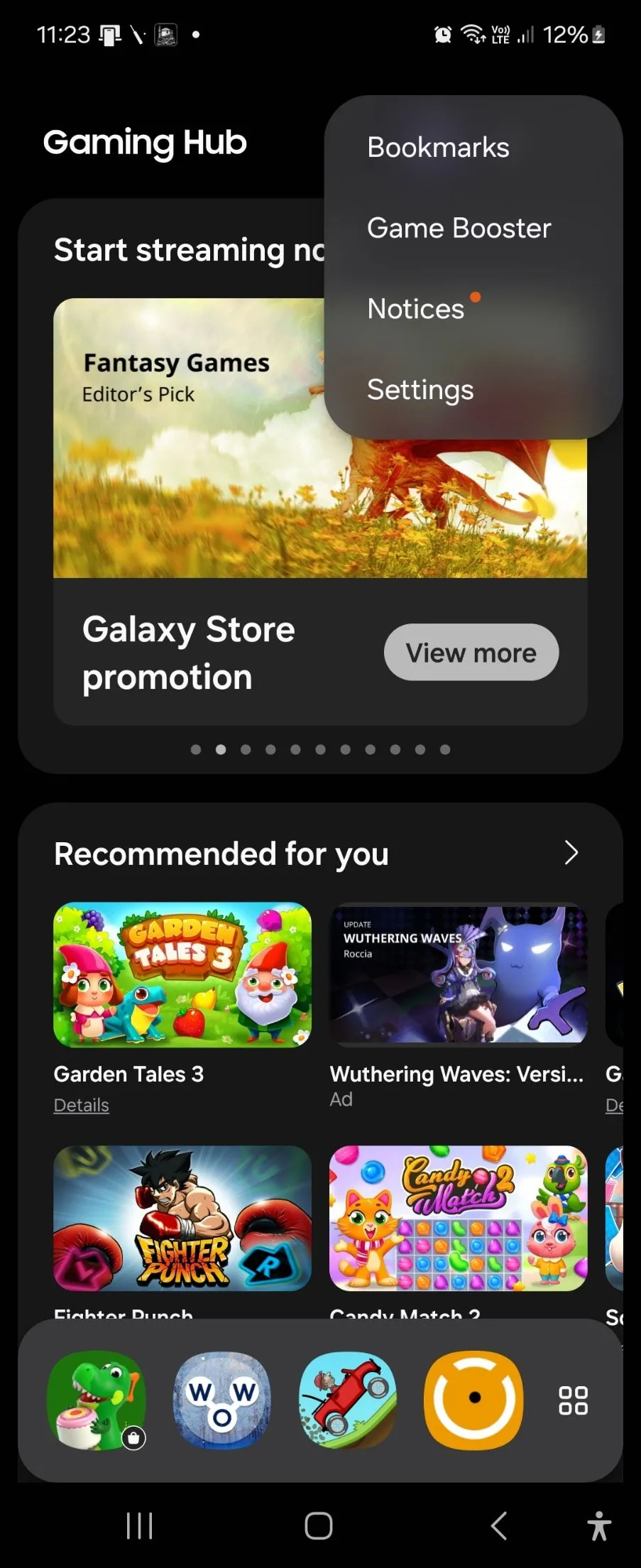 Giao diện Game Booster của Samsung Galaxy Z Flip 6 với tùy chọn bật sạc bỏ qua khi chơi game