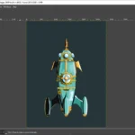 Giao diện GIMP đang mở và hiển thị một file PSD với các layer ảnh