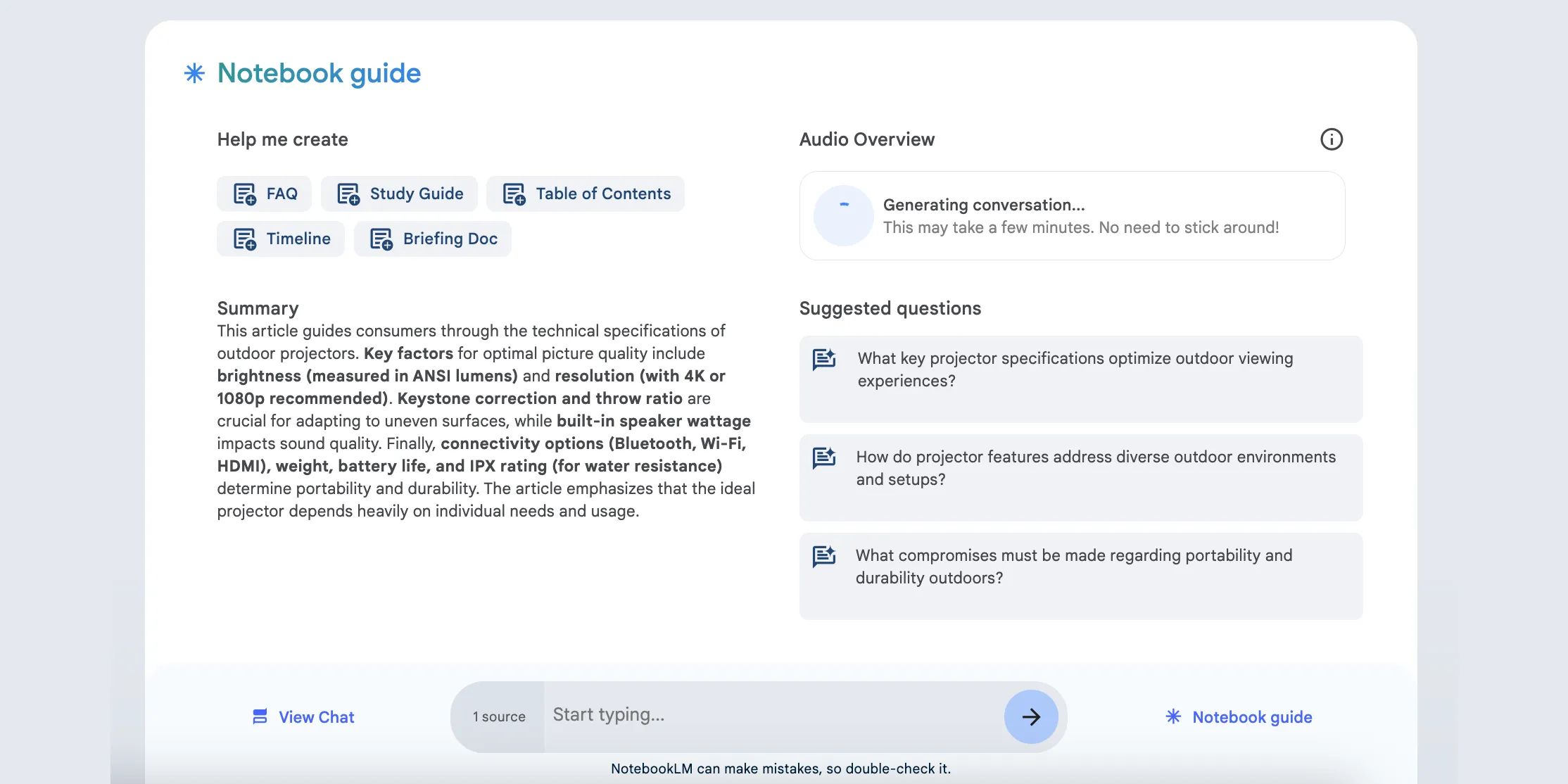 Giao diện Google NotebookLM đang tạo và phát Audio Overview, cho thấy khả năng tạo podcast AI dựa trên tài liệu nghiên cứu.