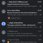 Giao diện hộp thư Gmail với các email được sắp xếp gọn gàng