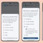 Giao diện hủy đăng ký tin nhắn tự động trong Google Messages với các tùy chọn lý do