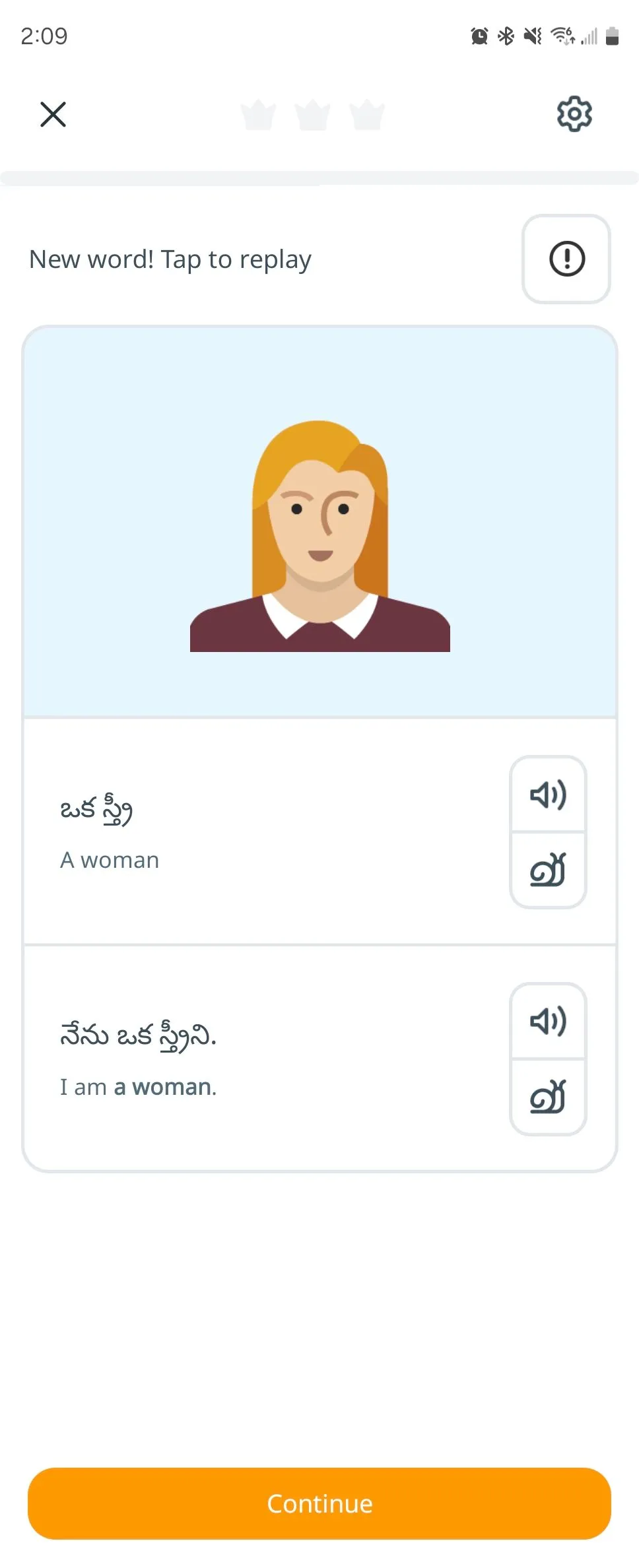 Giao diện Ling app trên Android với câu trích dẫn học tập tiếng Telugu