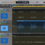 Giao diện Logic Pro 11 với các track âm thanh sắp xếp
