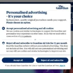 Giao diện lựa chọn gói đăng ký Ad-lite của The Guardian, hiển thị ưu đãi giảm quảng cáo