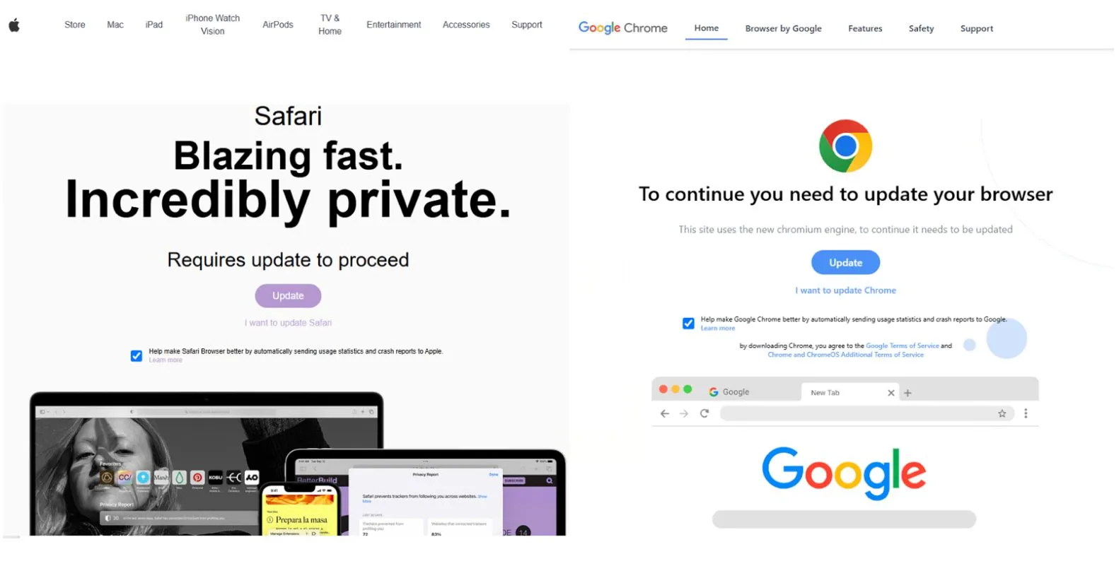 Giao diện lừa đảo của mã độc FrigidStealer yêu cầu cập nhật trình duyệt Safari