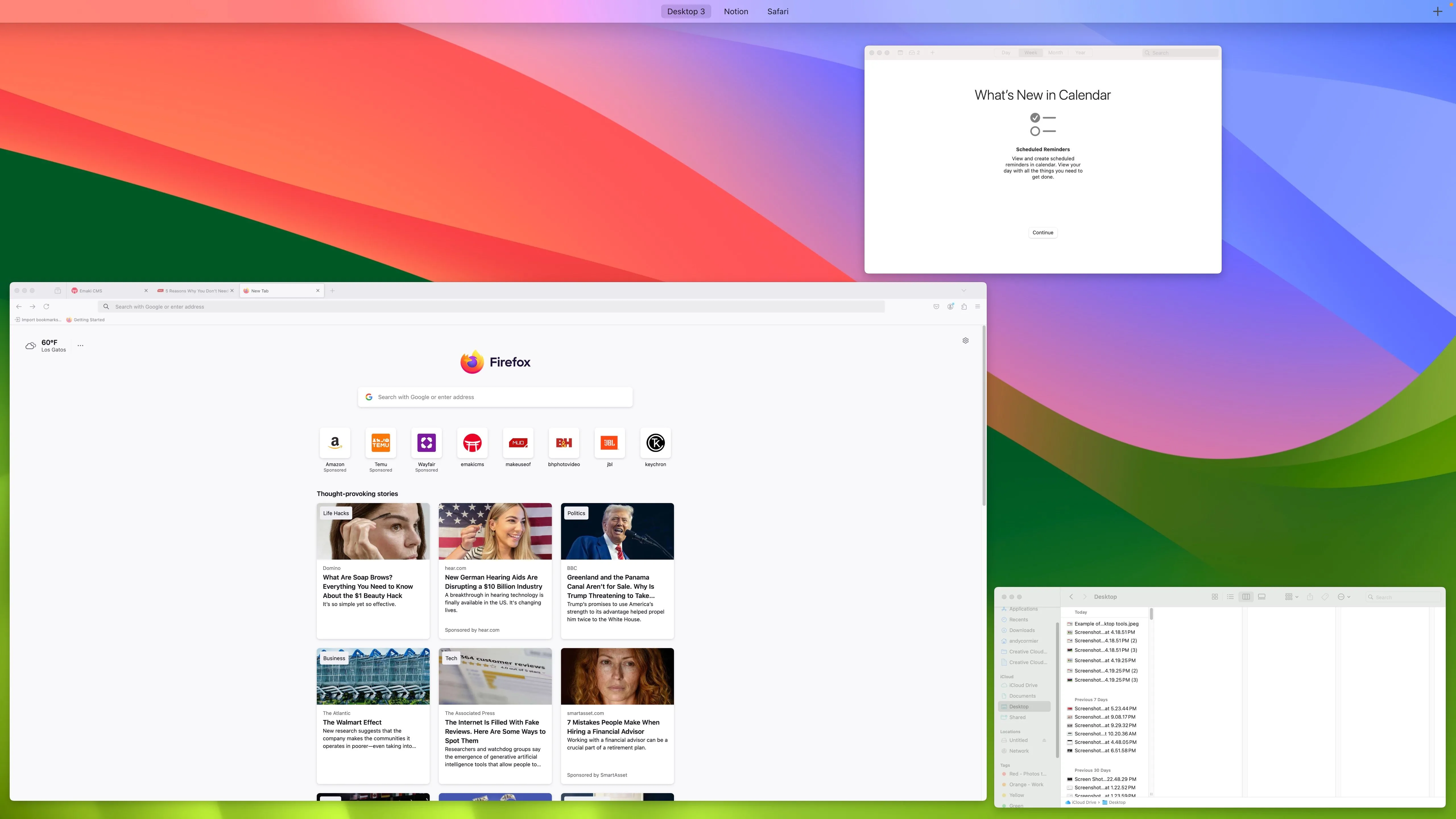 Giao diện macOS hiển thị các desktop ảo