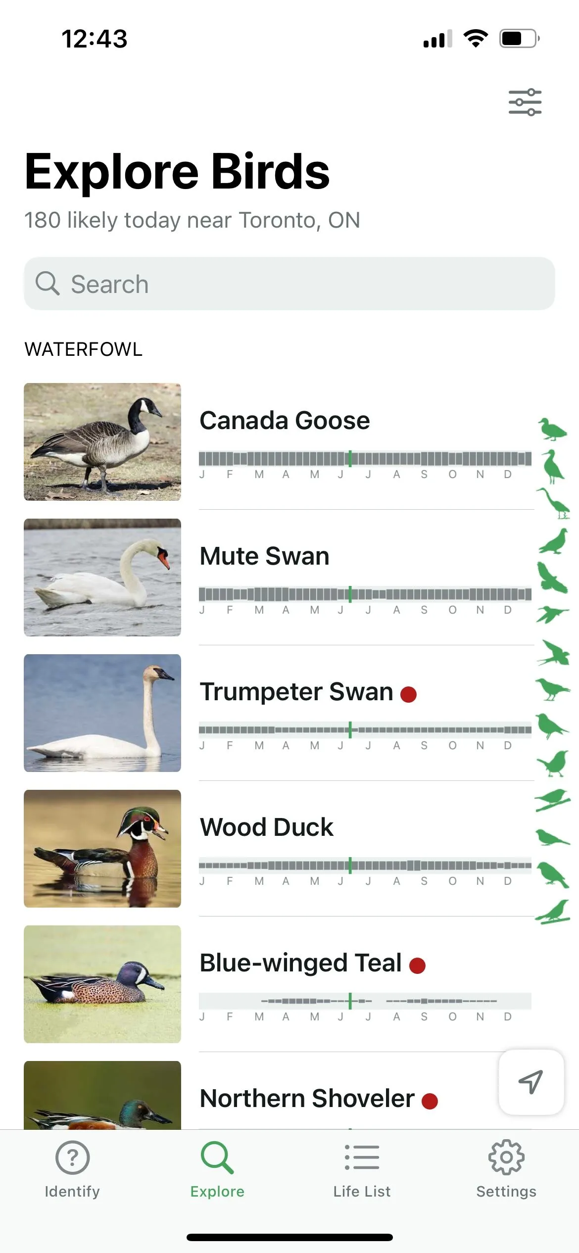 Giao diện Merlin Bird ID hiển thị thông tin chi tiết về chim, bao gồm phạm vi phân bố và hình ảnh minh họa.