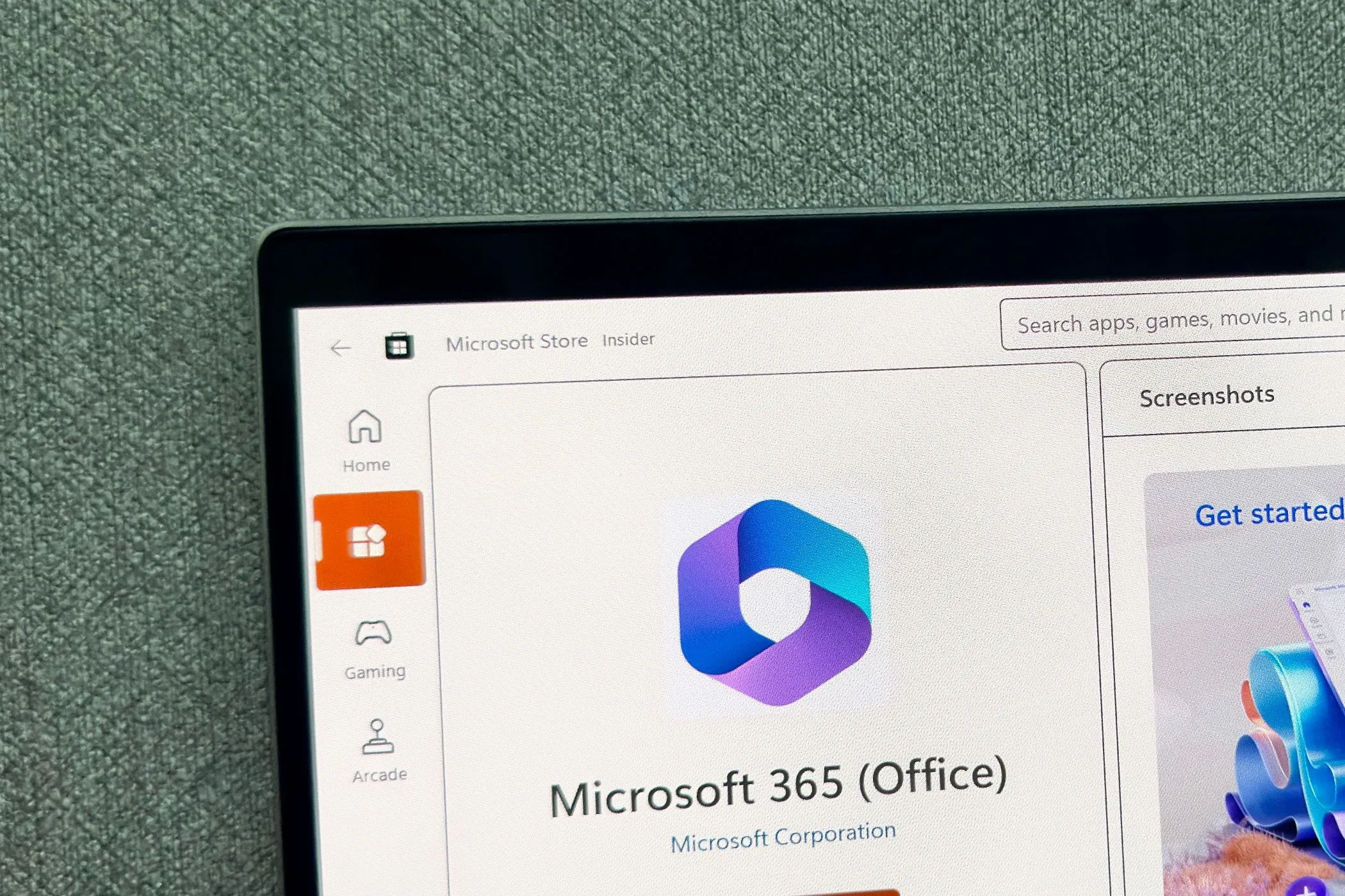 Giao diện Microsoft Store hiển thị biểu tượng ứng dụng Microsoft 365, minh họa cách tải Office miễn phí trên máy tính