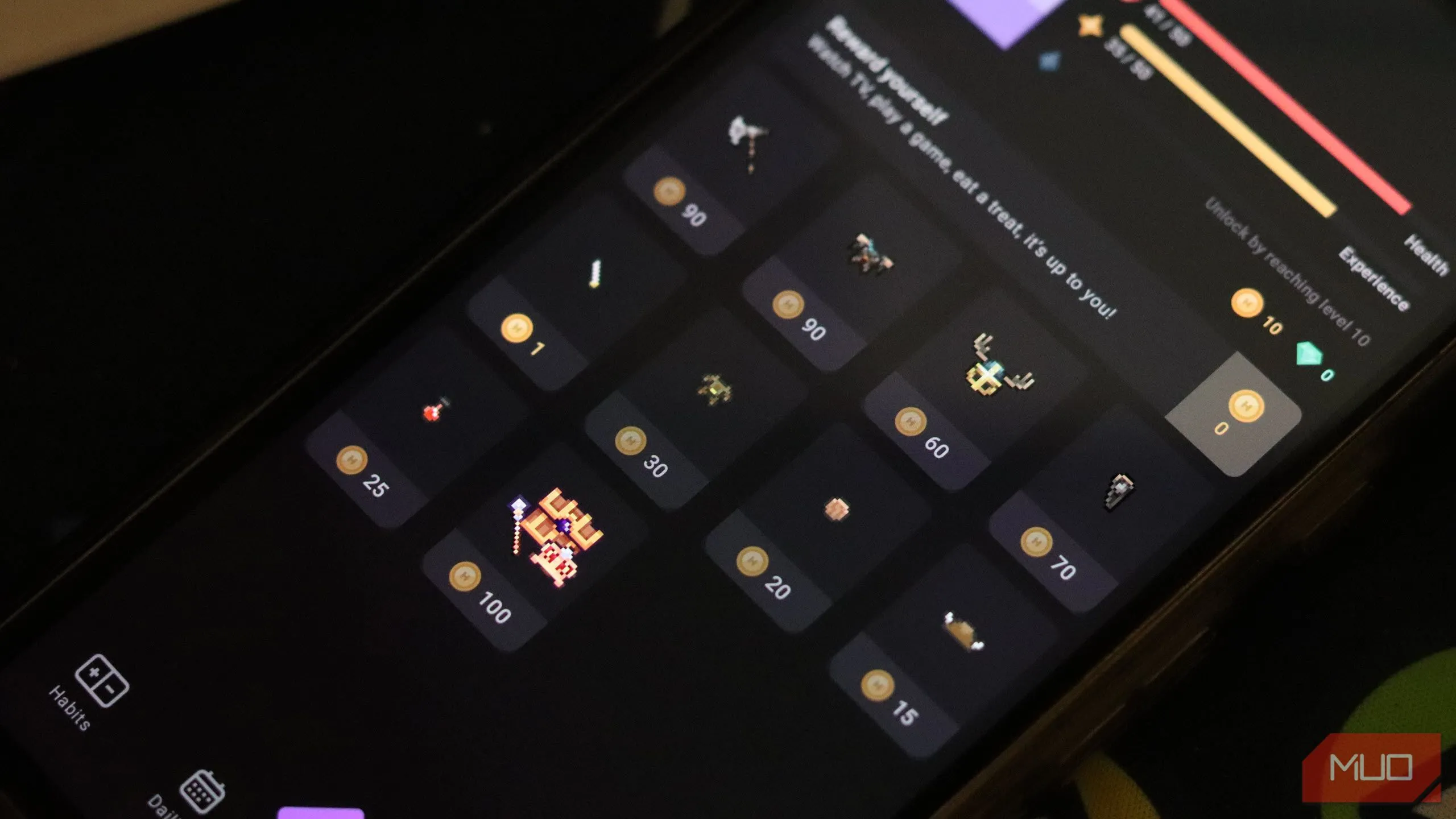 Giao diện microtransaction (mua sắm trong ứng dụng) của Habitica