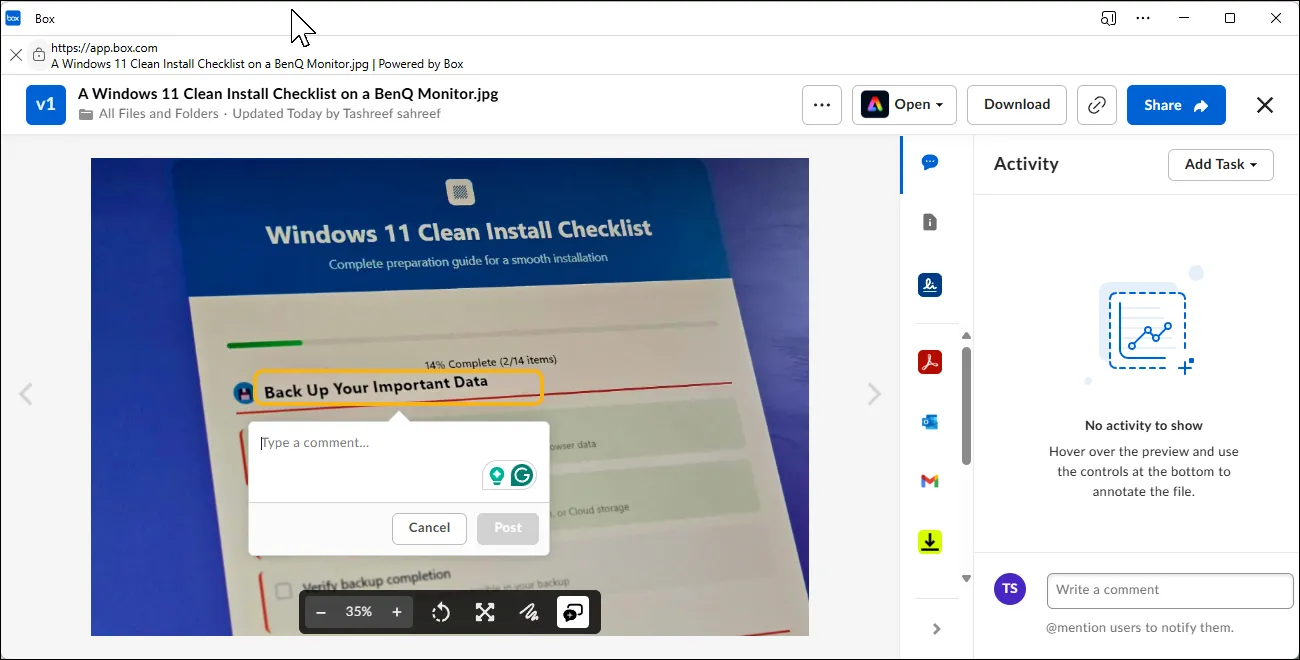 Giao diện người dùng Box.com, minh họa khả năng quản lý tệp và thư mục chuyên nghiệp