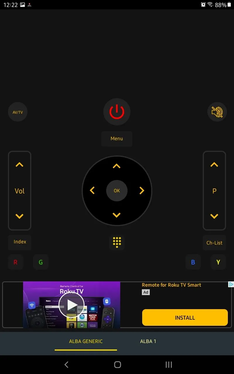 Giao diện người dùng của ứng dụng CodeMatics Universal TV Remote Control.