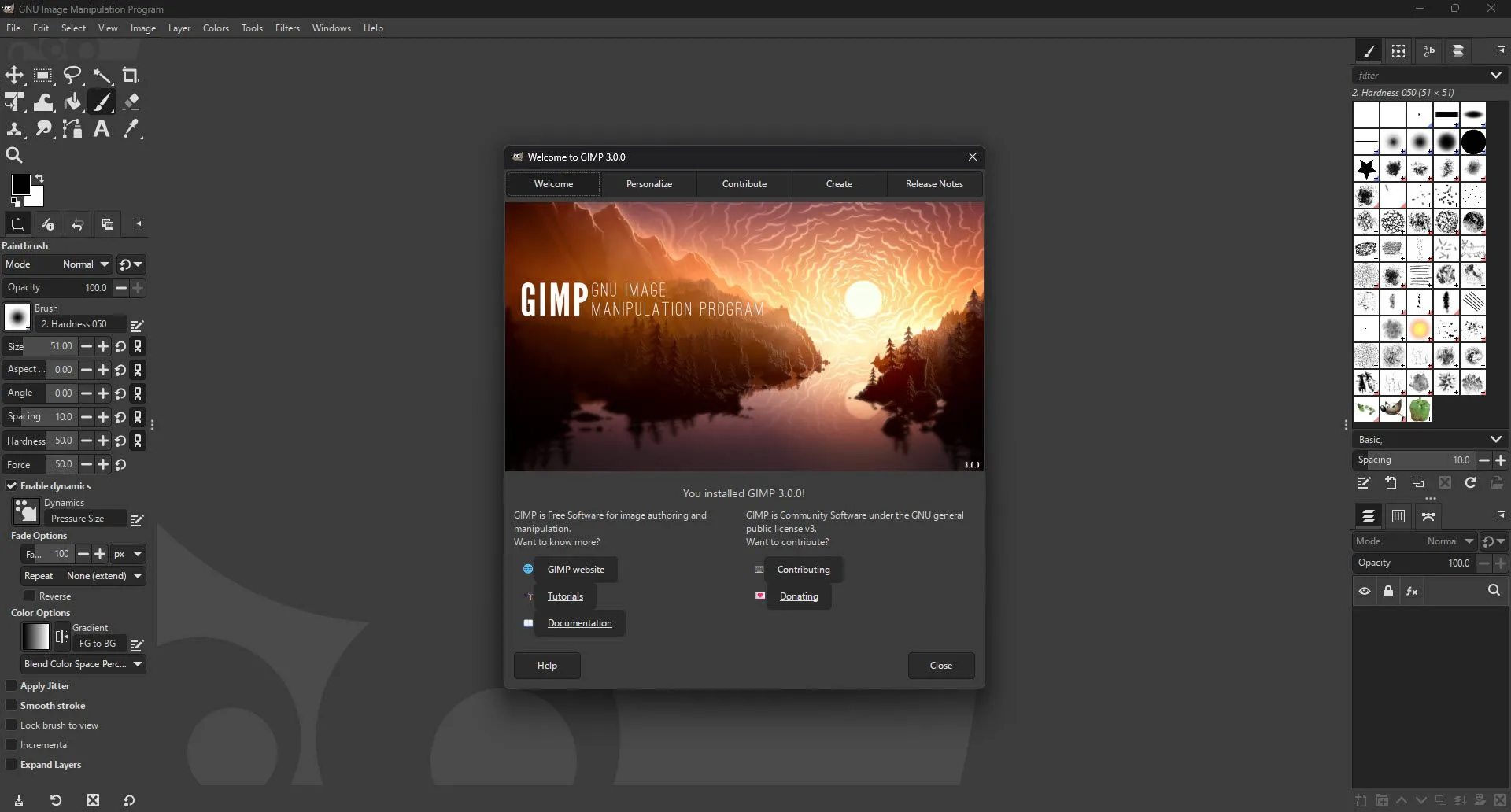 Giao diện người dùng hiện đại của GIMP 3.0 với các công cụ chỉnh sửa ảnh mới.