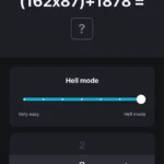 Giao diện nhiệm vụ giải toán chế độ khó của ứng dụng báo thức Alarmy trên iPhone, giúp người dùng tỉnh táo.