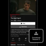 Giao diện nút tải xuống toàn bộ mùa của Netflix trên iPhone, giúp xem offline tiện lợi.